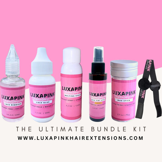 a group of pink bottles
