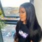a woman with long black hair
