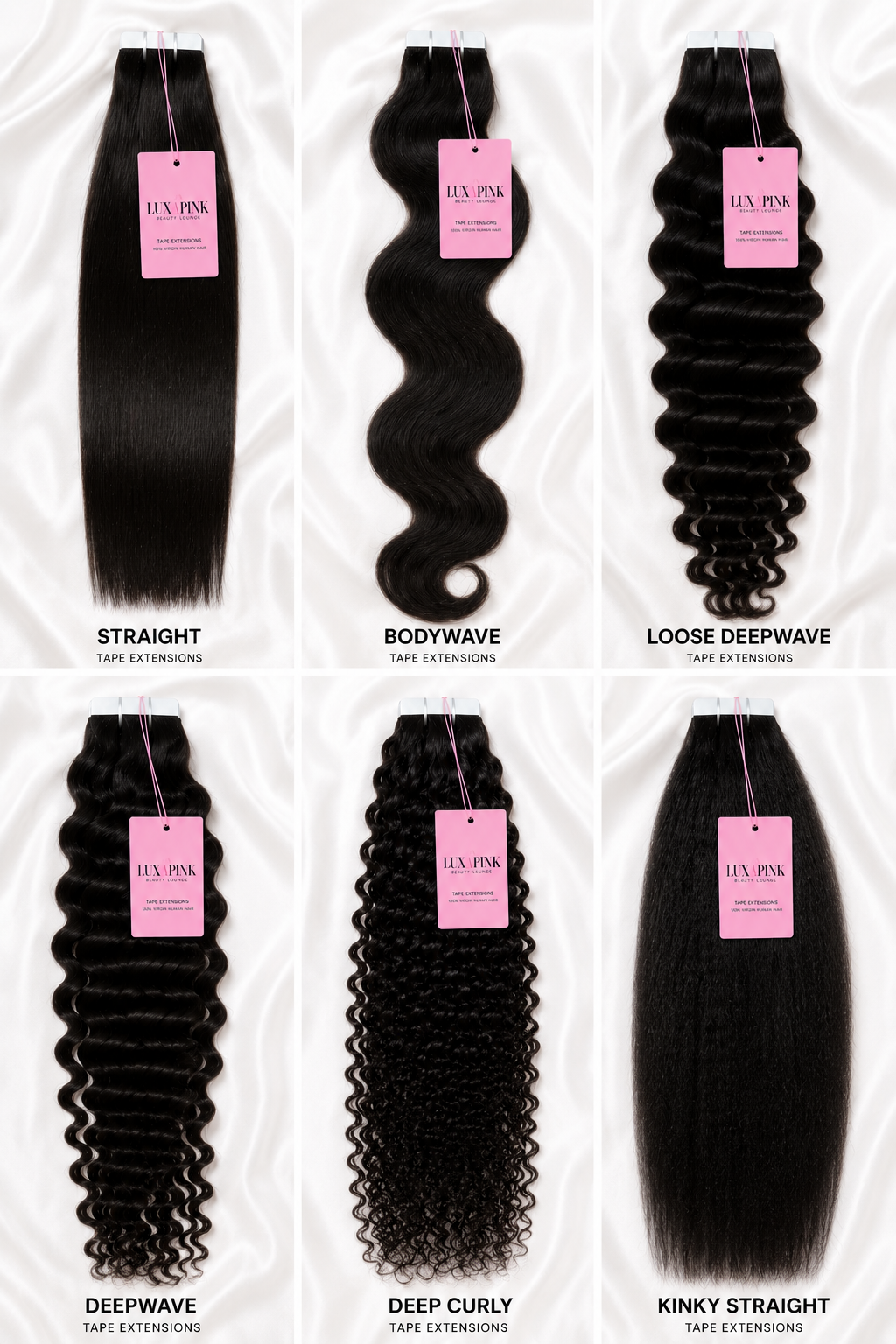 a collage of different types of hair extensions