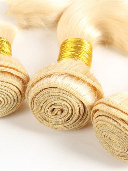 a group of blonde hair bundles