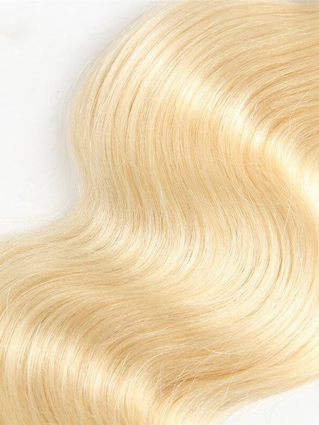 a close up of a blonde hair