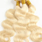 a blonde hair on a white background
