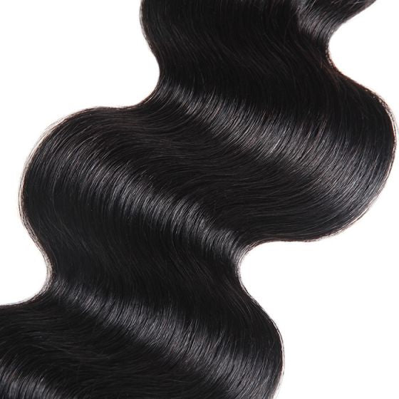 a close up of a wavy black hair